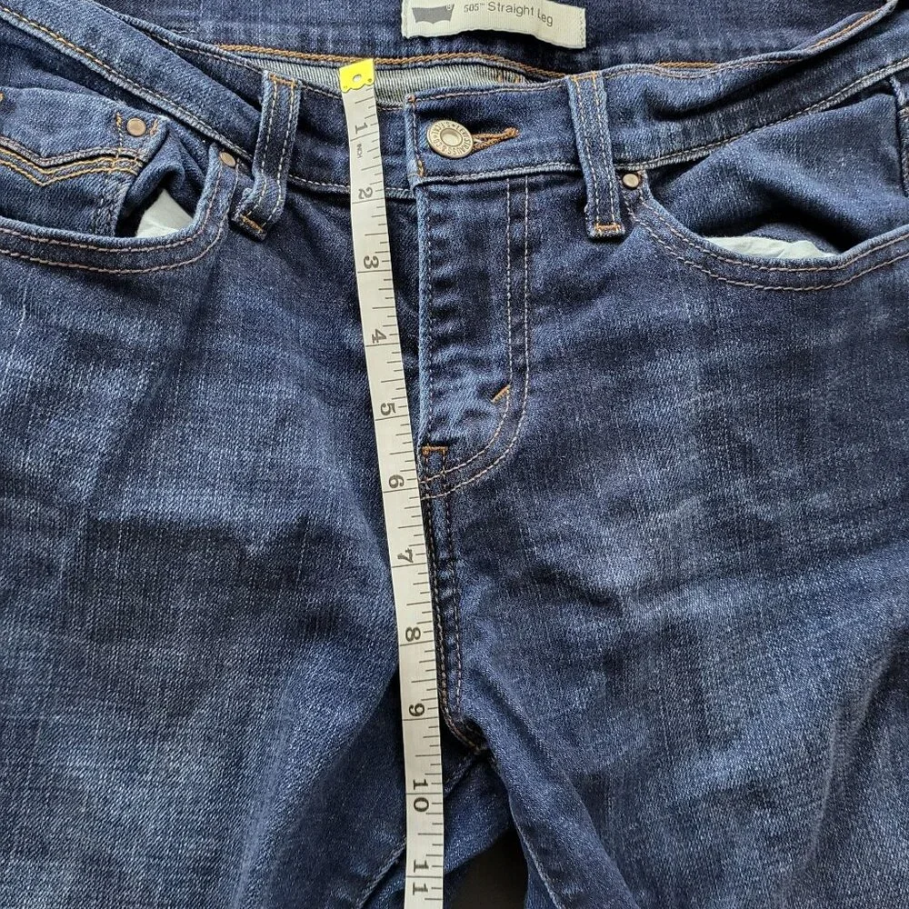 Levi's Womens 505 Straight Leg Dark Wash Mid Rise‎ Denim Blue Jeans 27/30 Casual